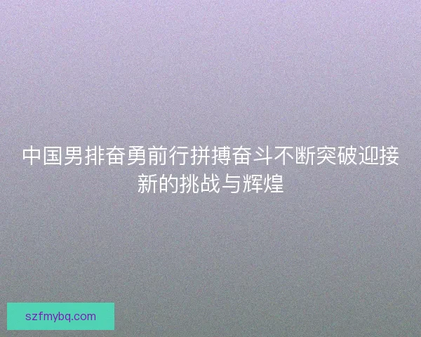 中国男排奋勇前行拼搏奋斗不断突破迎接新的挑战与辉煌
