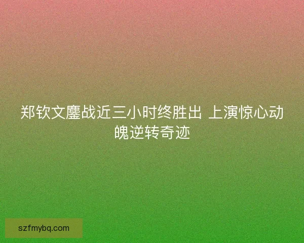 郑钦文鏖战近三小时终胜出 上演惊心动魄逆转奇迹
