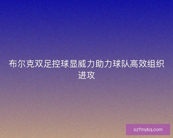 布尔克双足控球显威力助力球队高效组织进攻