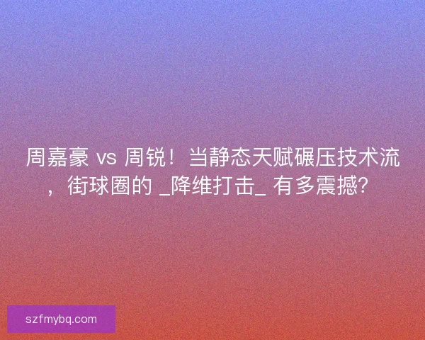 周嘉豪 vs 周锐！当静态天赋碾压技术流，街球圈的 _降维打击_ 有多震撼？